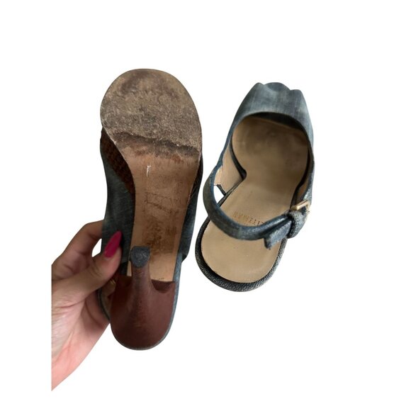 STUART WEITZMAN Distressed Denim Slingback Heels Size 6 - Picture 6 of 6